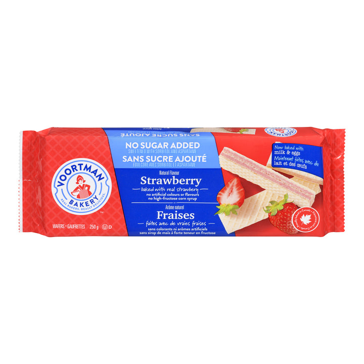 Cookie Strawberry Wafer Sugar-Free - 12 x 250 g - Voortman - Restaurant and Foodservice Ingredients - Canadian Distribution