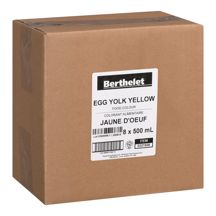 Yellow Egg Yolk Type Food Coloring - 8 x 500 ml - Berthelet - Baking Mixes and Ingredients - Canadian Distribution