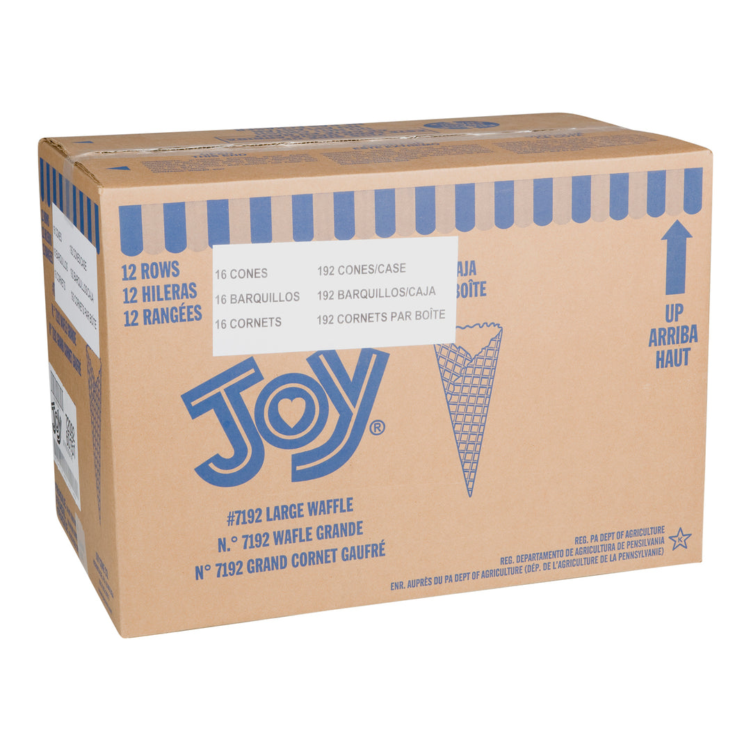 Cone Waffle Rolled Large #7192 - 192 count - Joy - Restaurant and Foodservice Ingredients - Canadian Distribution