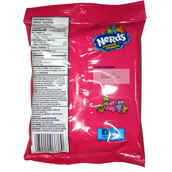 Gummy Clusters - 40 × 142 g - Nerds - Canadian Distribution - Ships Free Within Canada on Orders Above CAD $199