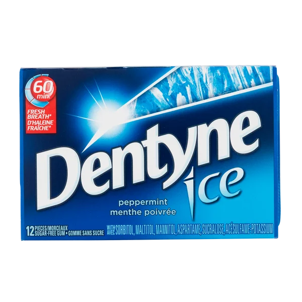 Ice Peppermint Sugar-free Gum - 48 x Packs of 12 - Dentyne - Canadian Distribution