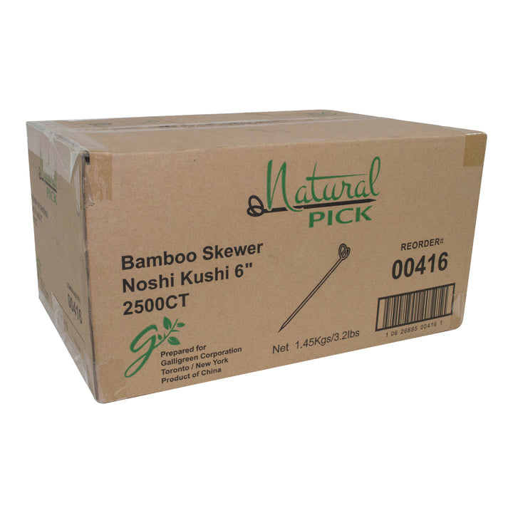 Case of Skewer Bamboo 6 in. Noshi Kushi - 100 count (Case = 25 x 100 count) - Natural Pick - Packaging and Accessories - Restaurant Supplies and Equipment - Canadian Distribution