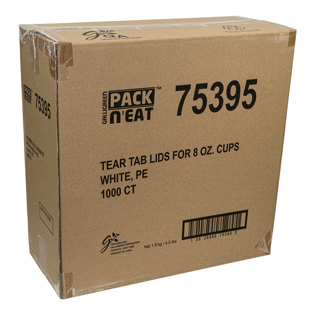 Lid Cup Hot Tear Tab White 8 oz. - 10 x 100 count - Packn'eat - Packaging and Accessories - Restaurant Supplies and Equipment - Canadian Distribution