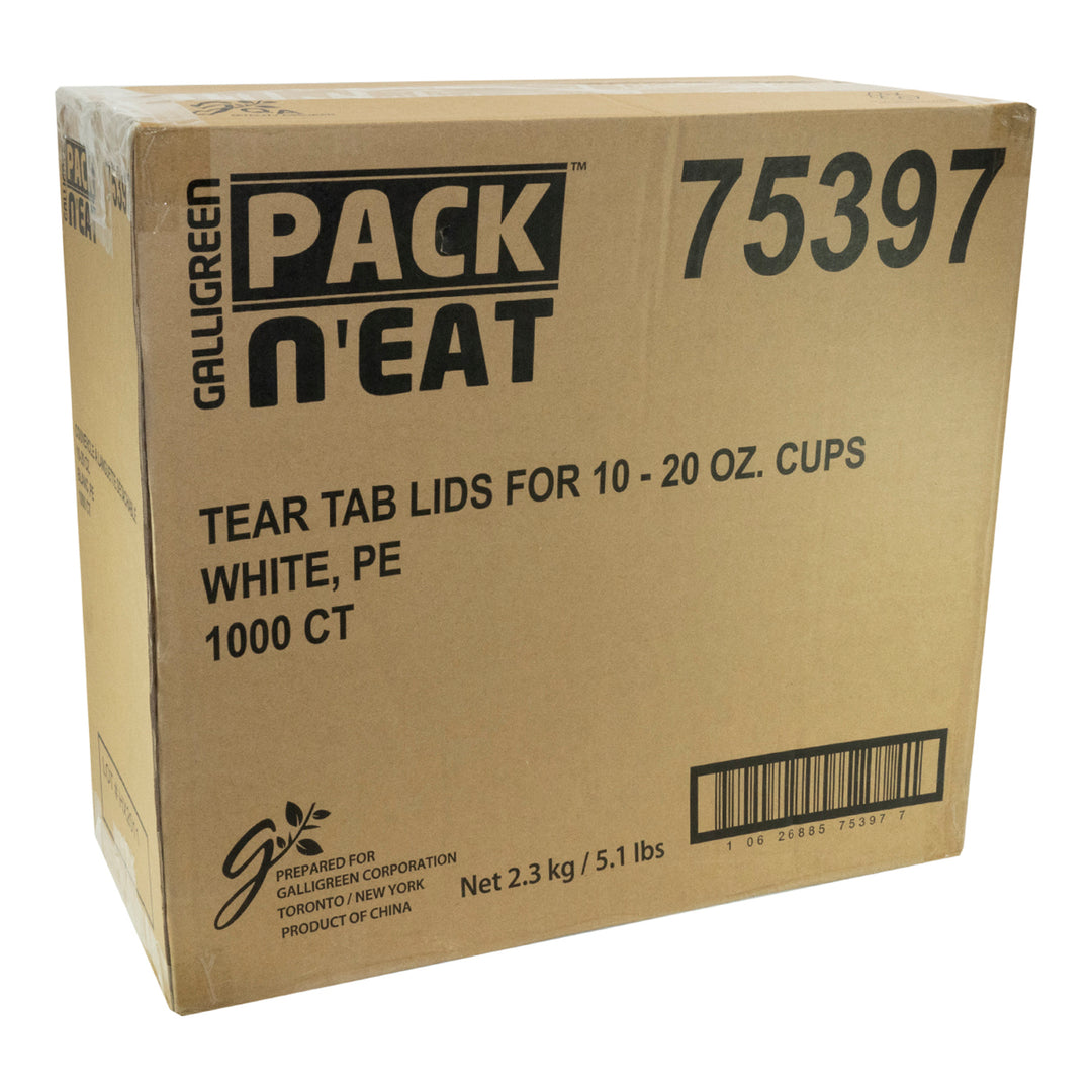 Lid Plastic White Tear Tab 10 - 20 oz. - 1 x 1000 count - Packn'eat - Packaging and Accessories - Restaurant Supplies and Equipment - Canadian Distribution