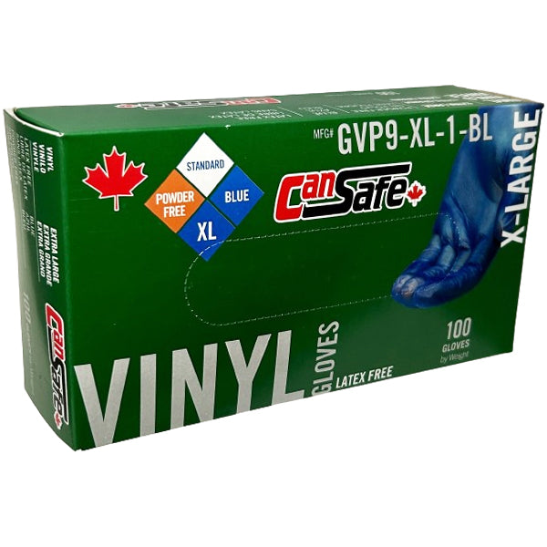 Safety Zone - Blue Vinyl Gloves Powder Free Xlarge 10X100 Ea - Canadian Distribution