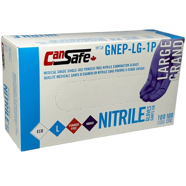 Safety Zone - Purple Nitrile Large Gloves 10X100 Ea - Canadian Distribution