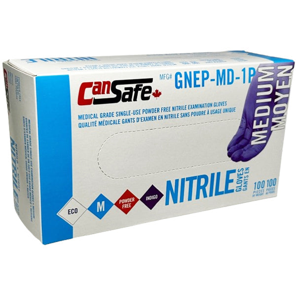 Safety Zone - Purple Nitrile Medium Gloves 10X100 Ea - Canadian Distribution