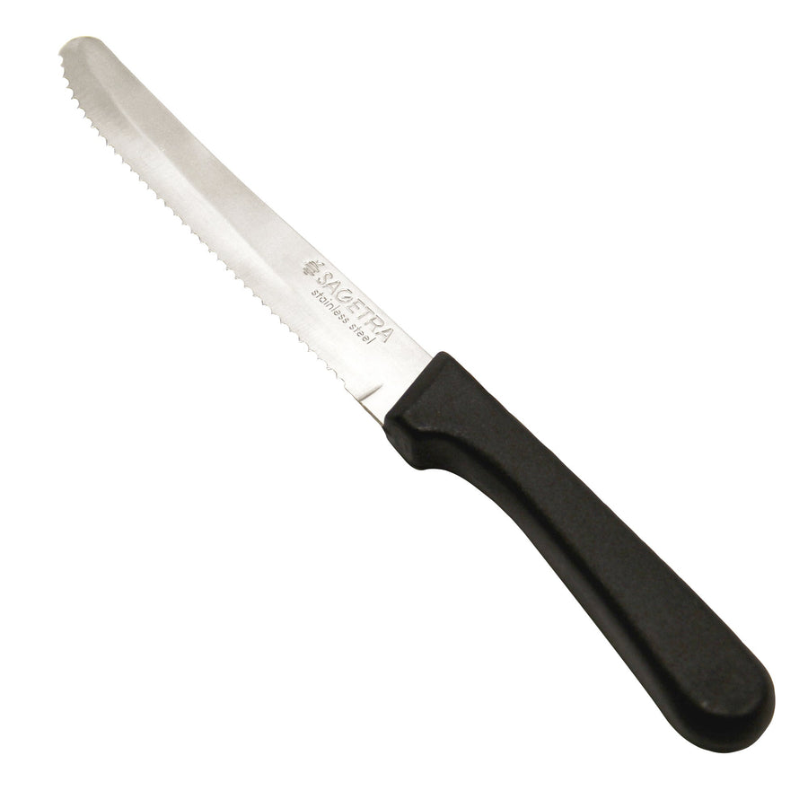 Sagetra 12 cm (4¾ in) Stanless-steel Steak Knives with Plastic Handles, Pack of 12 - Restaurant Equipment and Smallwares - Canadian Distribution