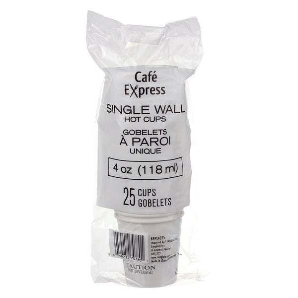 Café Express 4-oz Single Wall White Hot Cups - 5 packs of 100 - Grocery and Food Items - Canadian Distribution
