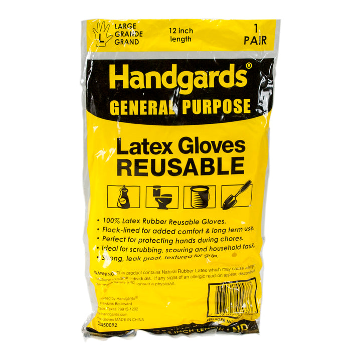 Case of Glove Latex Large Flock Lined Yellow -  (Case = 4 x 12 Pairs) - Handgard - Packaging and Accessories - Restaurant Supplies and Equipment - Canadian Distribution