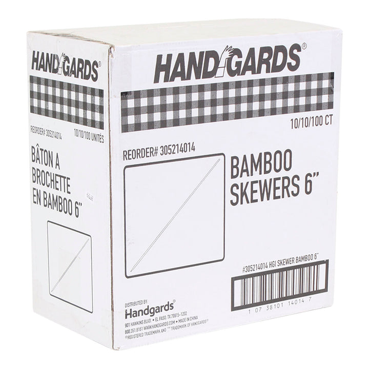 Case of Skewer Bamboo 6 in. - 1000 count (Case = 10 x 1000 count) - Handgard - Packaging and Accessories - Restaurant Supplies and Equipment - Canadian Distribution