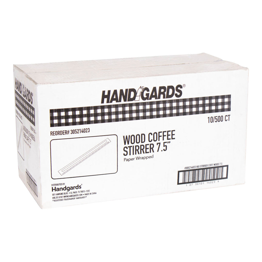 Stirrer Wood Coffee 7.5 in. Wrapped - 10 x 500 count - Handgard - Packaging and Accessories - Restaurant Supplies and Equipment - Canadian Distribution