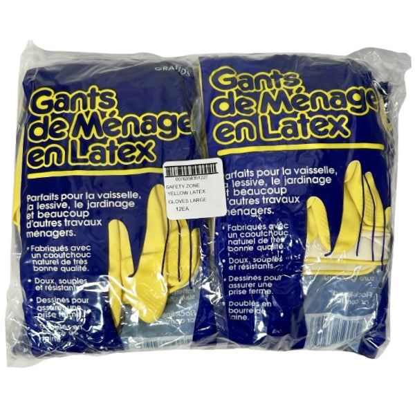 Safety Zone - Yellow Latex Gloves Large 10X12 Ea - Canadian Distribution