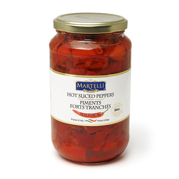 MARTELLI - HOT SLICED RED PEPPERS IN OIL 6x500 ML