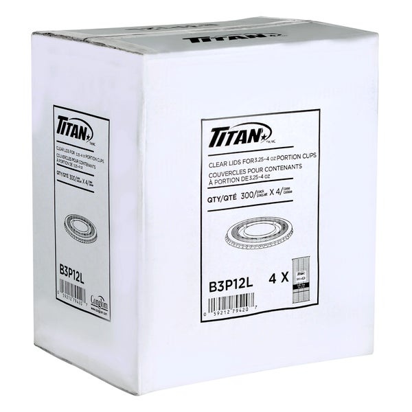 Titan Clear Plastic Lid for 3.25 oz Portion Cups - 4 packs of 300  - Disposables, Restaurant Packaging and Take-Out Supplies - Canadian Distribution - Ships Free Within Canada on Orders Above CAD $199