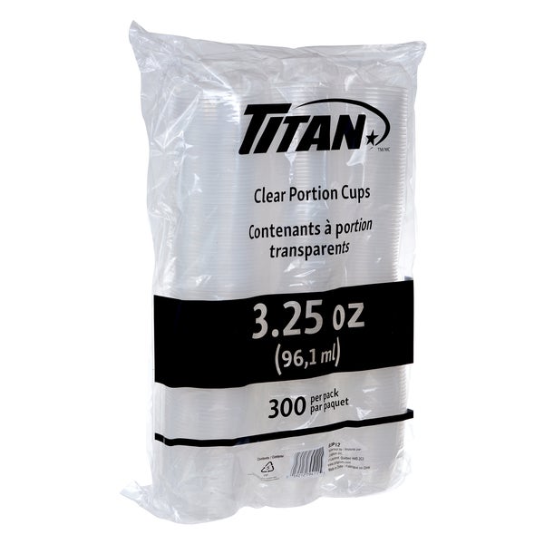 Titan Clear Plastic 3.25-oz Portion Cups - 4 packs of 300  - Disposables, Restaurant Packaging and Take-Out Supplies - Canadian Distribution - Ships Free Within Canada on Orders Above CAD $199