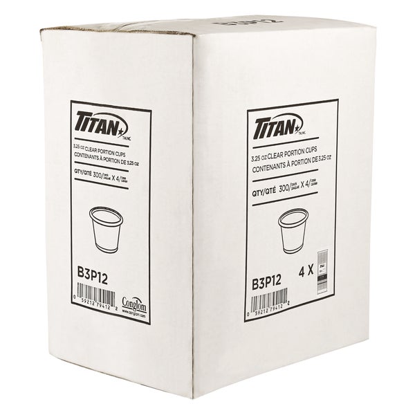 Titan Clear Plastic 3.25-oz Portion Cups - 4 packs of 300  - Disposables, Restaurant Packaging and Take-Out Supplies - Canadian Distribution - Ships Free Within Canada on Orders Above CAD $199