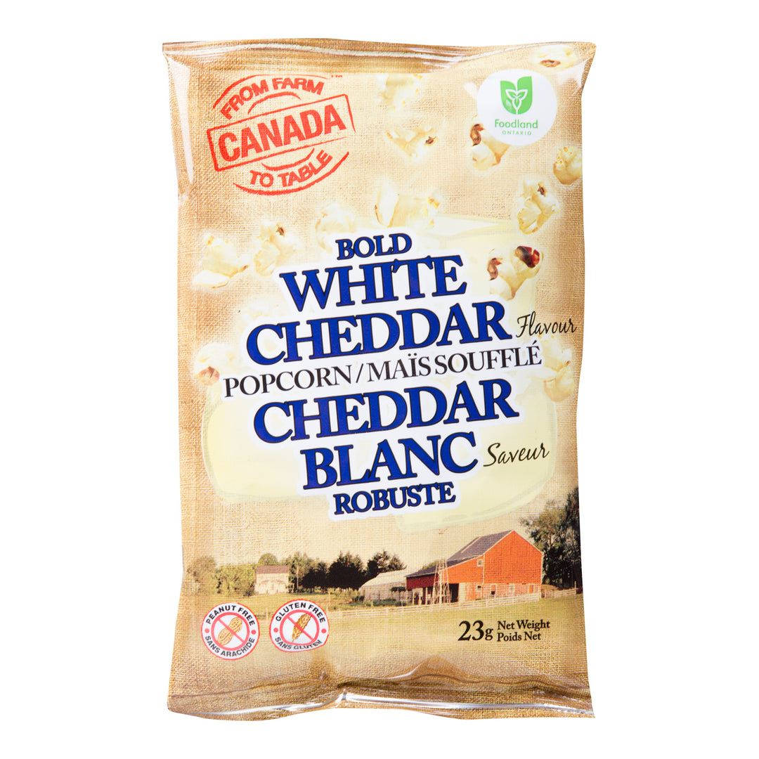 Popcorn Cheddar White - 32 x 23 g - From Farm To Ta - Restaurant and Foodservice Ingredients - Canadian Distribution