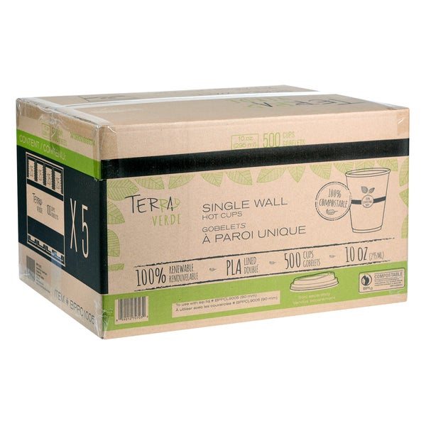 Gobelets iECO Compost à paroi simple 283 ml (10 oz) - 5 paquets de 100 - Articles jetables, emballages pour restaurants et fournitures pour plats à emporter - Distribution canadienne - Livraison gratuite au Canada pour les commandes de plus de 199 $ CA