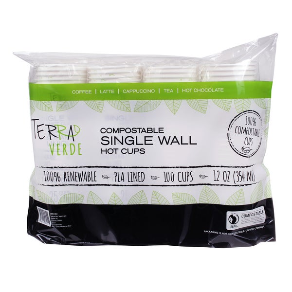 iECO Compost Single Wall Cup 12oz - 5 Packs of 100  - Disposables, Restaurant Packaging and Take-Out Supplies - Canadian Distribution - Ships Free Within Canada on Orders Above CAD $199