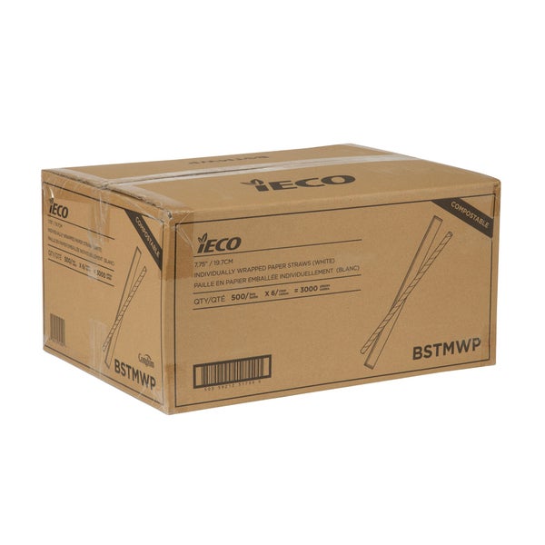 iECO 7.75" Wrapped Paper Straws - 6 Packs of 500  - Disposables, Restaurant Packaging and Take-Out Supplies - Canadian Distribution - Ships Free Within Canada on Orders Above CAD $199