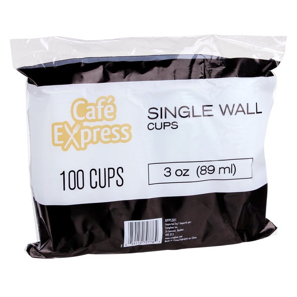 Café Express Single Wall 3-oz Water Cups - 5 packs of 100  - Disposables, Restaurant Packaging and Take-Out Supplies - Canadian Distribution - Ships Free Within Canada on Orders Above CAD $199
