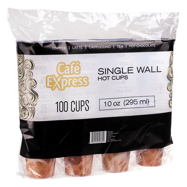 Café Express Single Wall 10-oz Hot Cups - 5 packs of 100  - Disposables, Restaurant Packaging and Take-Out Supplies - Canadian Distribution - Ships Free Within Canada on Orders Above CAD $199