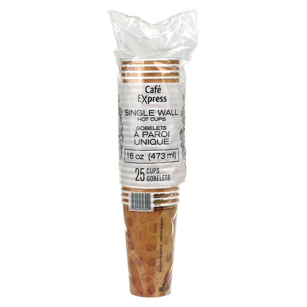 Café Express Single Wall 16-oz Hot Cups - 5 packs of 100 - Grocery and Food Items - Canadian Distribution