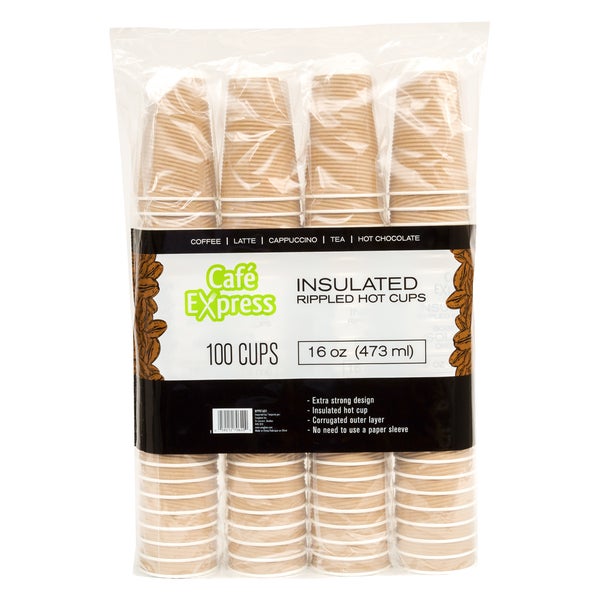 Gobelets chauds Café Express Brown Ripple 16 oz - 5 paquets de 100 - Articles jetables, emballages pour restaurants et fournitures pour plats à emporter - Distribution canadienne - Livraison gratuite au Canada pour les commandes de plus de 199 $ CA