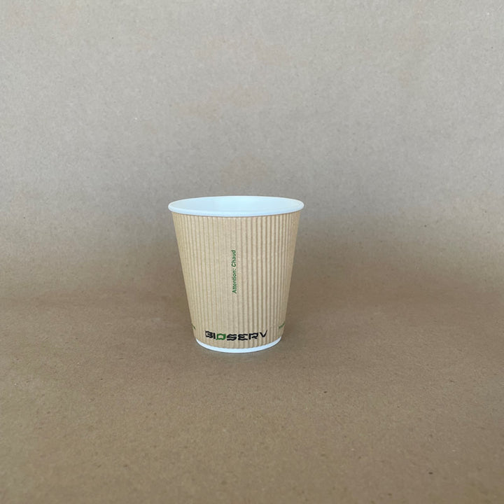 Kraft Bioserv Double Wall Comfort Grip Hot Cup - 8/10/12/16 oz - 500cs BPI - Disposable Take Away Food Packaging - Canadian Distribution