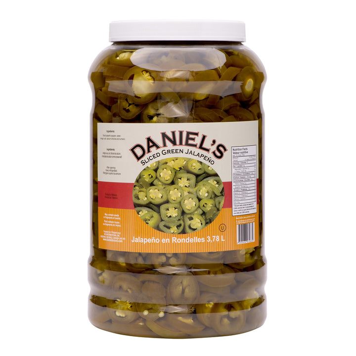 Daniel’s Sliced Green Jalapeño Peppers - 4 x 3.78 L - Grocery and Food Items - Canadian Distribution
