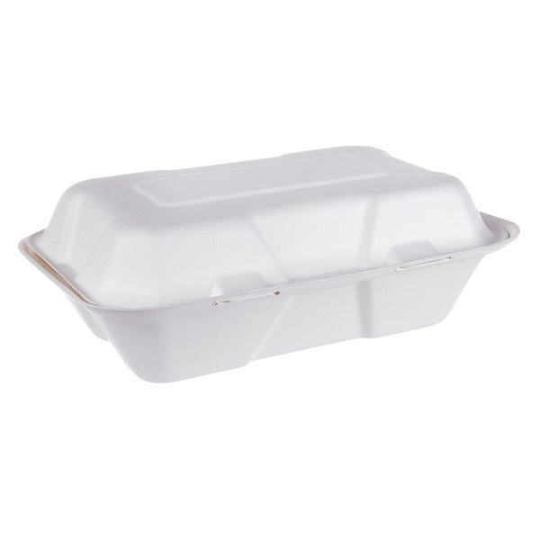iEco Hinged Bagasse Containers 6 in × 9 in - 2 packs of 50 - Grocery and Food Items - Canadian Distribution