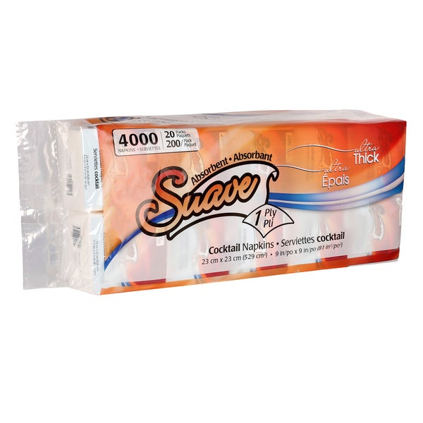 Suave 1-ply Cocktail Napkins - 20 Packs of 200 - Grocery and Food Items - Canadian Distribution