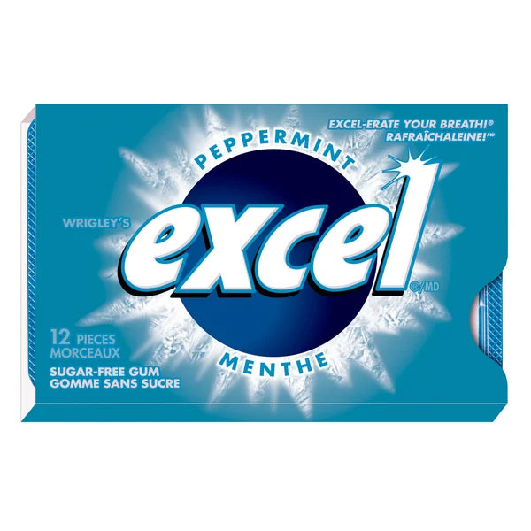 Sugar-free Peppermint Gum - 48 x Packs of 12 - Excel - Canadian Distribution