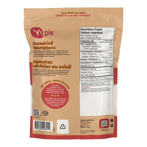 Sun Dried Tomatoes - 4 x 2.27 kg - Yupik - Canadian Distribution - Ships Free Within Canada on Orders Above CAD $199