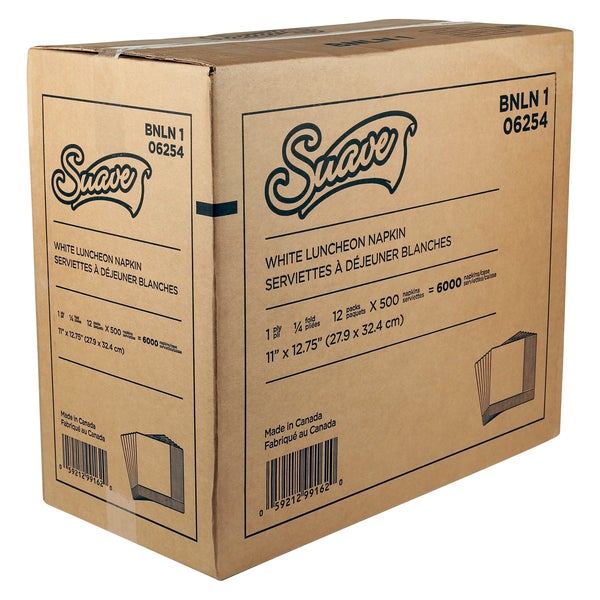 Suave 1-ply Recycled Luncheon Napkins - 12 packs of 500  - Disposables, Restaurant Packaging and Take-Out Supplies - Canadian Distribution - Ships Free Within Canada on Orders Above CAD $199