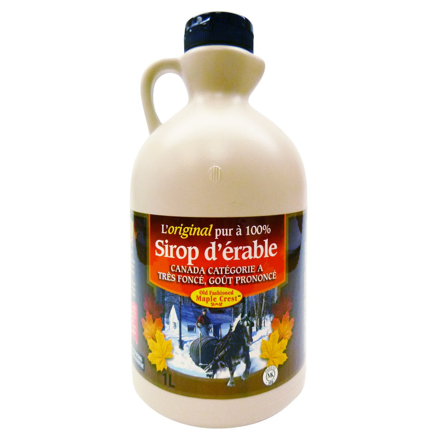 Old-Fashioned Maple Crest Canada Grade A Very Dark Maple Syrup - 4 x 1 L - Grocery and Food Items - Canadian Distribution