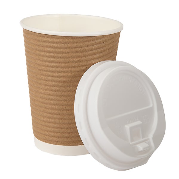 Café Express 12-oz Brown Ripple Hot Cups and Lid - Pack of 150 - Grocery and Food Items - Canadian Distribution