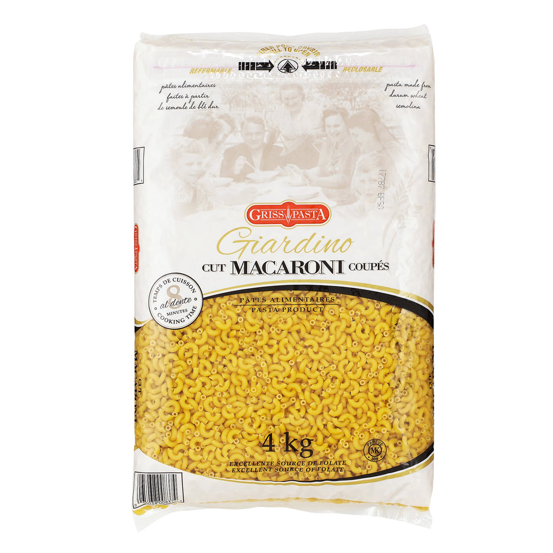 Griss Pasta Giardino Macaroni - 4 x 4 kg - Grocery and Food Items - Canadian Distribution