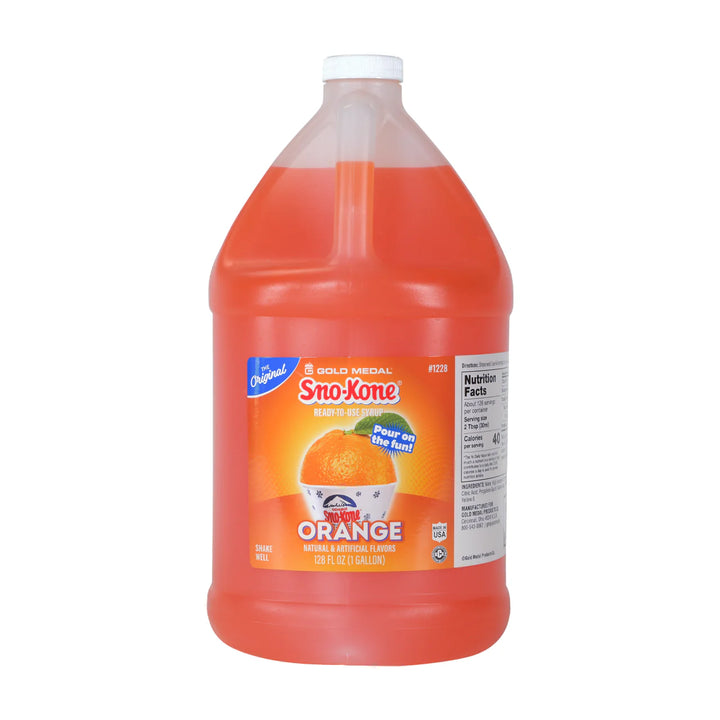 Orange - Sno-Treat Sno-Kone® Syrup - 4 x 1 Gallon - WFI - Canadian Distribution
