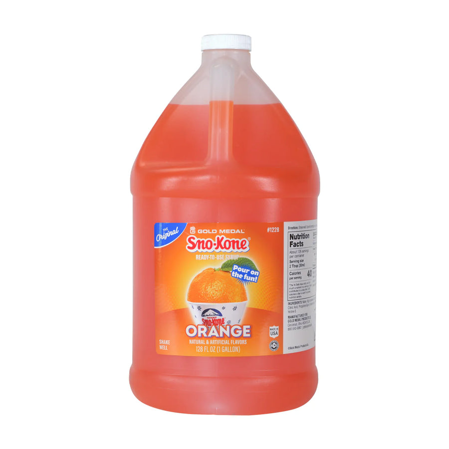 Orange - Sno-Treat Sno-Kone® Syrup - 4 x 1 Gallon - WFI - Canadian Distribution