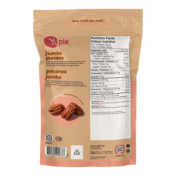 Jumbo Pecan Halves - 4 x 1 kg - Yupik - Canadian Distribution - Ships Free Within Canada on Orders Above CAD $199