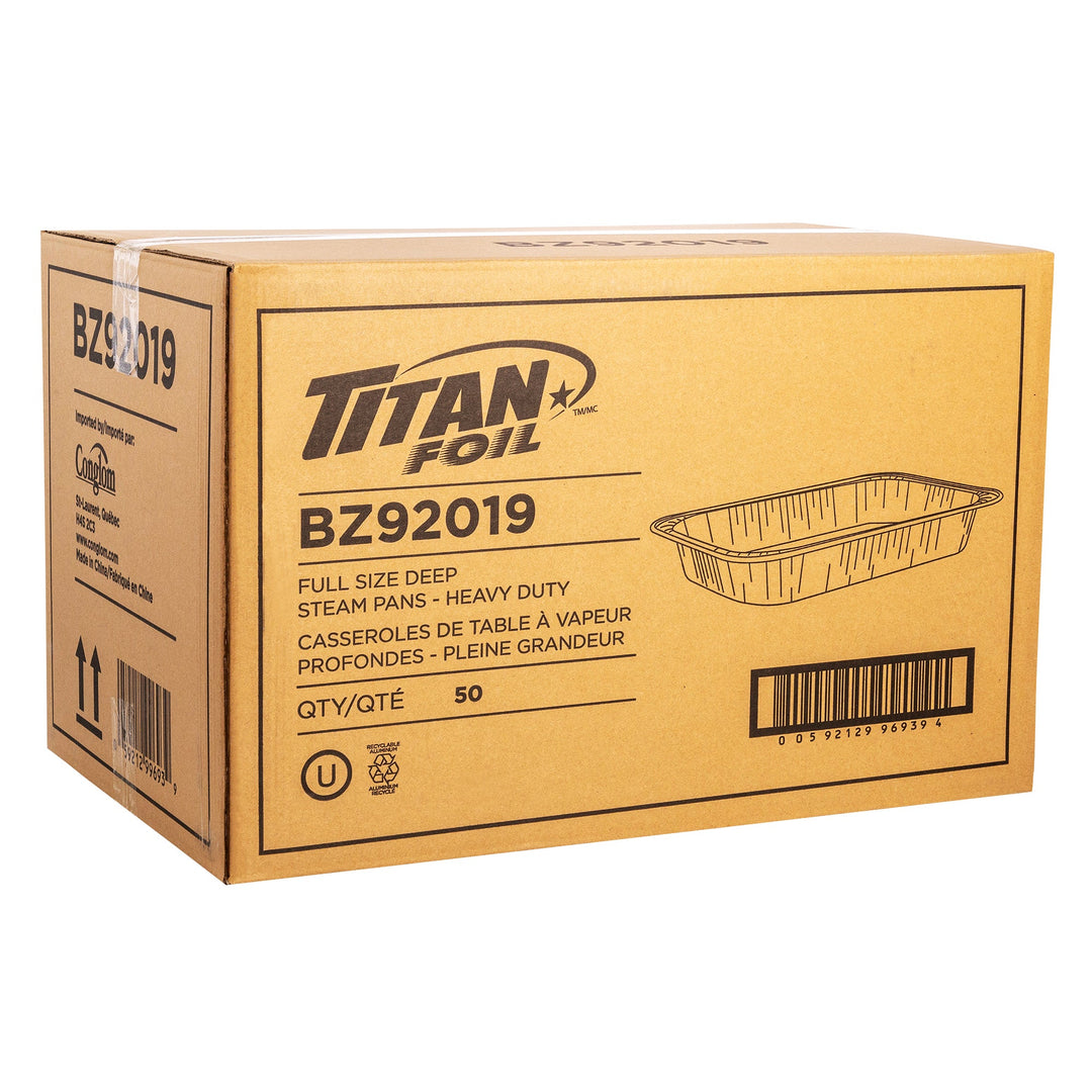 Aluminum Full Steam Pans - Pack of 50 - Titan - Restaurant Equipment and Smallwares - Canadian Distribution