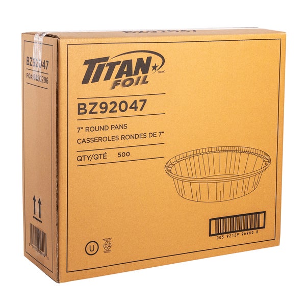 Titan 7-in Round Aluminum Containers - Pack of 500  - Disposables, Restaurant Packaging and Take-Out Supplies - Canadian Distribution - Ships Free Within Canada on Orders Above CAD $199