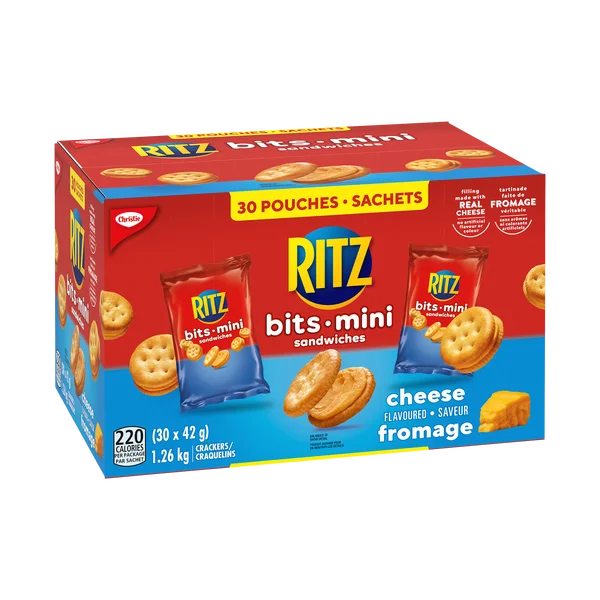 Mini Bits Cheese Flavoured Sandwiches - 120 × 42 g - Ritz - Canadian Distribution - Ships Free Within Canada on Orders Above CAD $199