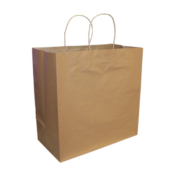 Recycled Kraft Bag with twisted handle 13” x 7” x 13” - Pack of 250 - Grocery and Food Items - Canadian Distribution