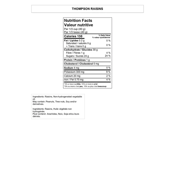 Raisins secs Thompson - 4 x 2 kg - Yupik - Distribution canadienne - Livraison gratuite au Canada pour les commandes de plus de 199 $ CA