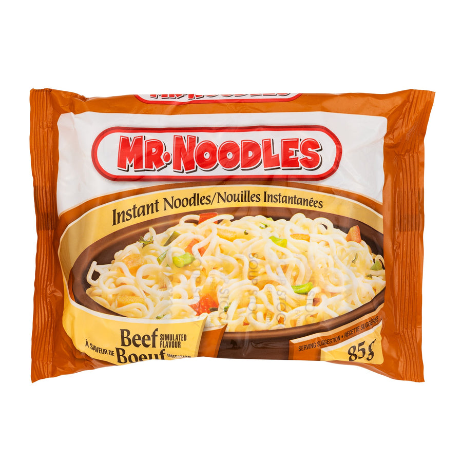 Mr. Noodles Beef Flavour Flat Instant Noodles - 96 × 85 g - Grocery and Food Items - Canadian Distribution