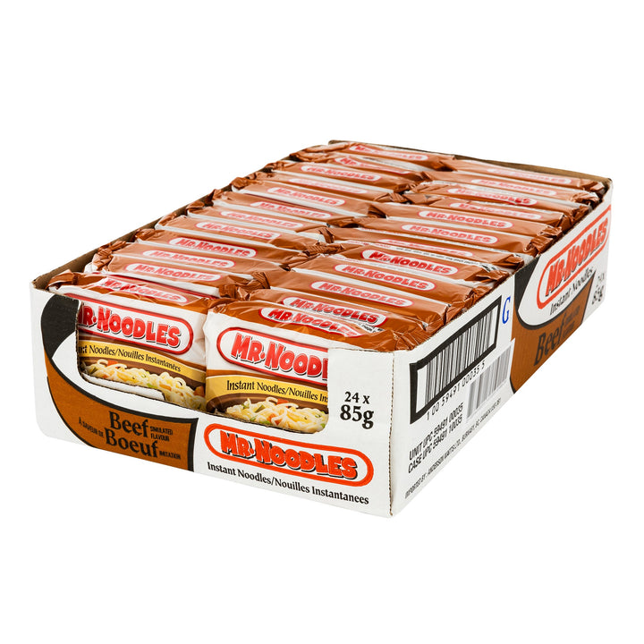 Mr. Noodles Beef Flavour Flat Instant Noodles - 96 × 85 g - Grocery and Food Items - Canadian Distribution - Ships Free Within Canada on Orders Above CAD $199