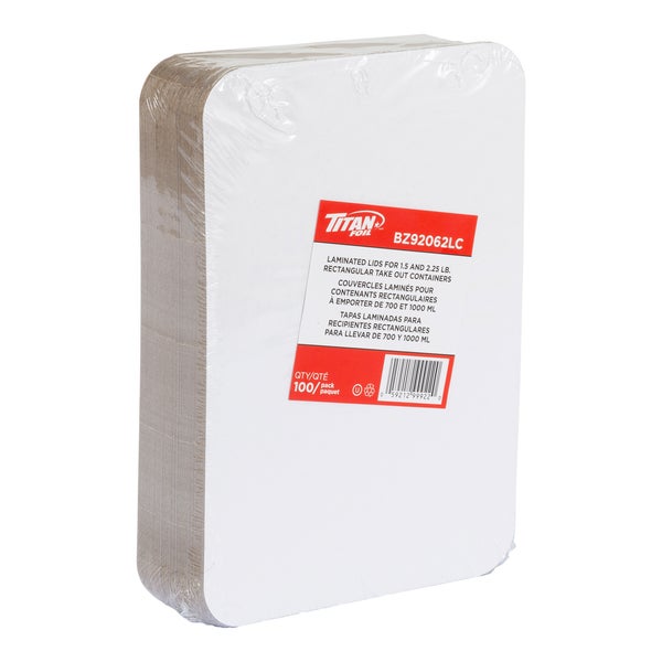 Titan Lids for 1.5-lb & 2.25-lb Rectangular Aluminum Containers - Pack of 500 - Grocery and Food Items - Canadian Distribution